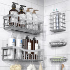 EUDELE Shower Caddy 2 Pack, Adhesive Shower Organizer for Home Decor & Kitchen Storage, No Drilling, Rustproof Stainless Steel Bathroom Shelf Organizer