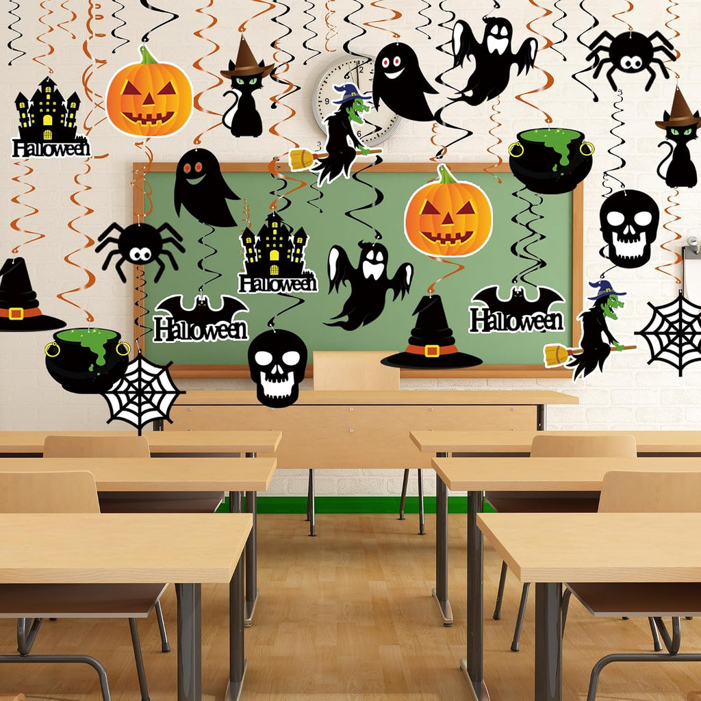 Tifeson Halloween Decorations Hanging Swirl - 36 PCS Hanging Halloween Ceiling Streamers - Large Size Ghost Pumpkin Witches Swirls for Home Indoor Outdoor Party Office Decor Supplies