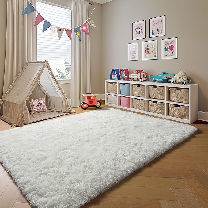 ONASAR Cream White Area Rugs 9x12 Living Room, Ivory Large Fluffy Shag Bedroom - Image 9