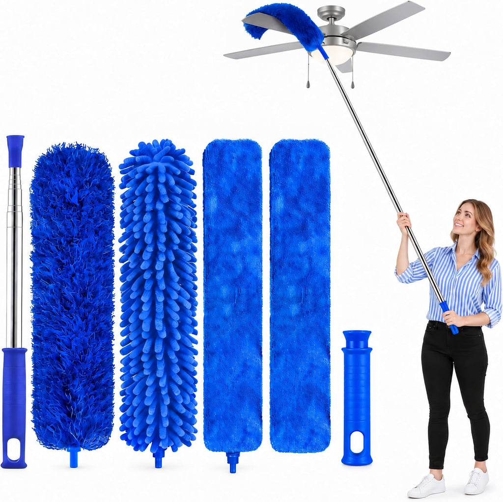 Bendable Microfiber Duster with Extension Pole, Up to 100-Inch Reach