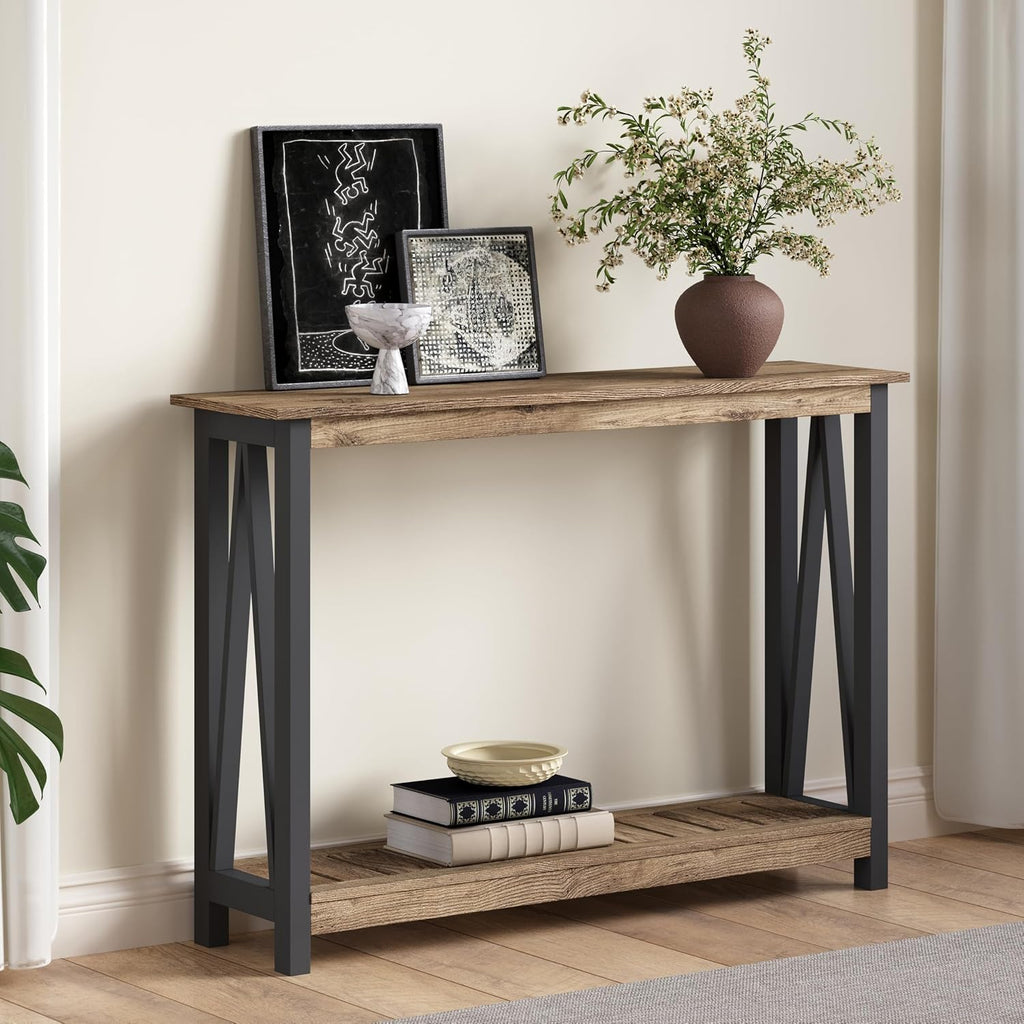 ChooChoo Farmhouse Console Table, Narrow Sofa Table for Entryway, 40 Inch