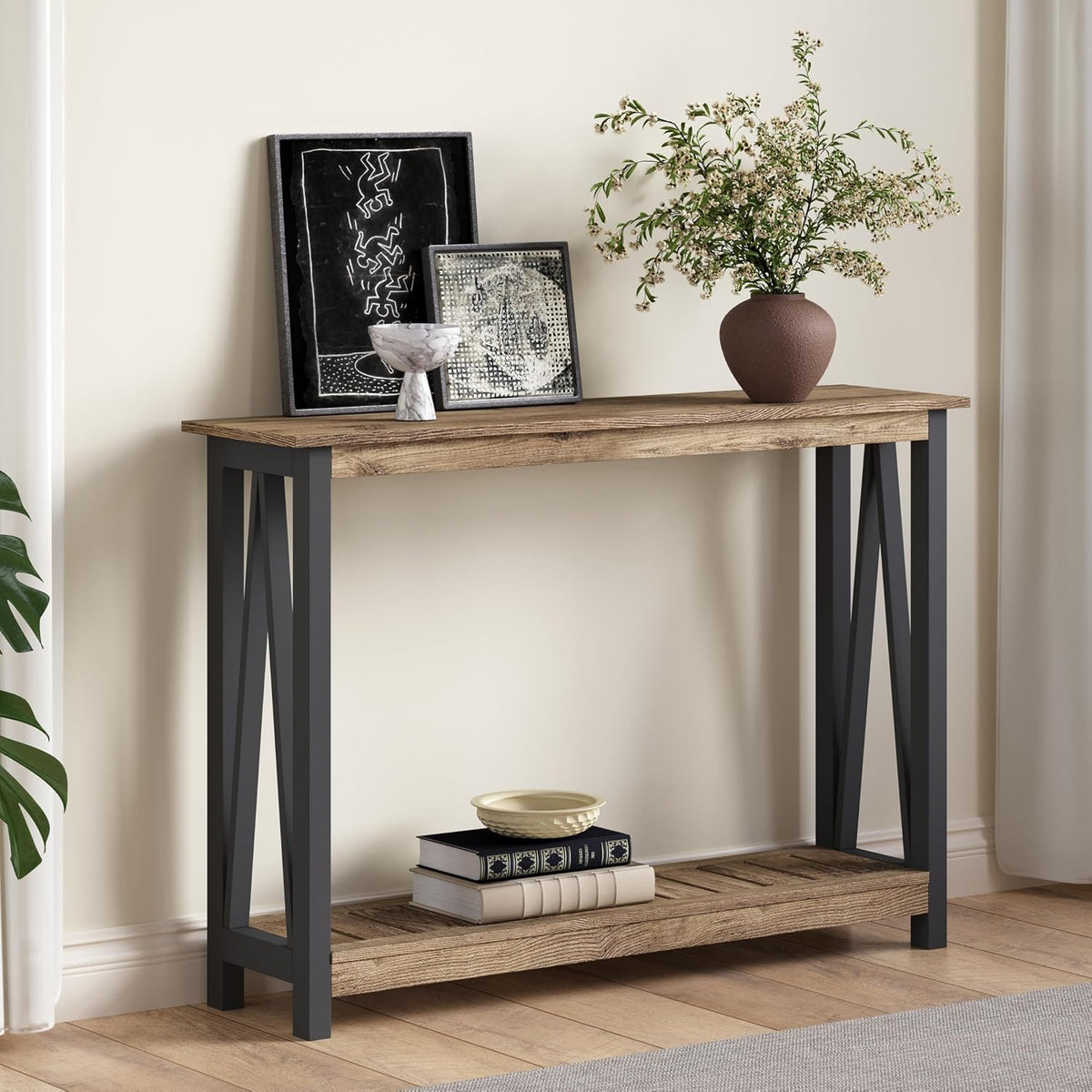 ChooChoo Farmhouse Console Table, Narrow Sofa Table for Entryway, 40 Inch