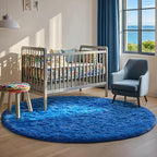 Ophanie Round Rug 6Ft Blue Circle Area Rug, Boys Room Decor, Fluffy Fuzzy - Image 5