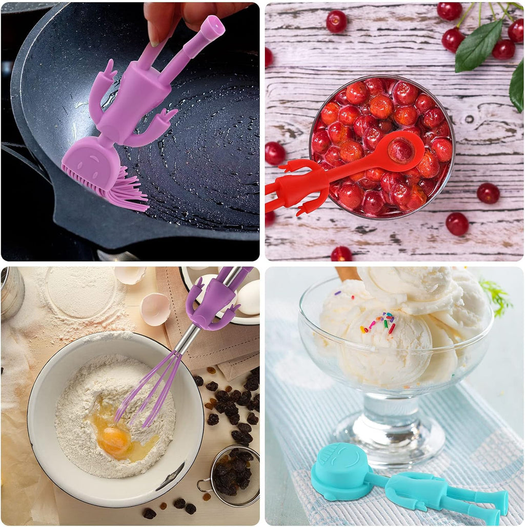 Raiten 6 Pcs Fun Human Shaped Silicone Cute Kitchen Utensils Heat Resistant