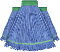 Onesimus 18 oz Heavy Duty Mop Head Replacement, 5 Inch Headband for Quick Change Handle, Blue Loop-End Cotton Blend String Wet Dry Floor Mop Refill Commercial Cleaning Supplies, 3 Pack Medium