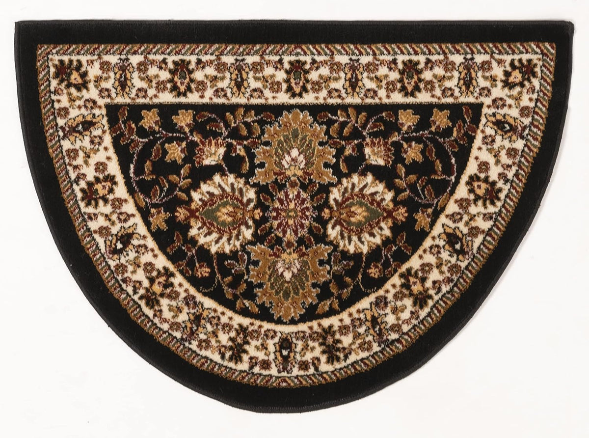 GAD Hearth Slice Fireplace Rug, Classic, Traditional, Log Cabin Decor, Accent Rug, Fire Resistant Mat, Stain Resistant, Area Rug for Bedroom, Living Room, Entryway, 2'2"x3'3" (Black/Cream)