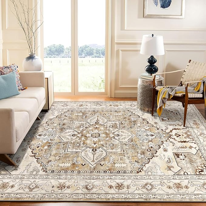 Yamaziot Area Rug 5x7, Non-Slip Washable Boho Vintage Living Room Bedroom Rug - Image 7