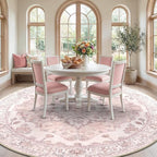 Area Rugs 8ft Washable Non-Slip, Floral Vintage Distress Print Pattern - Image 3