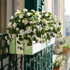 Artificial Geranium Flowers for Outdoor 2 Pcs Artificial White Flower Fake Flowers with Stems Silk Realistic Look Real Floral Arrangement for Front Door Porch Planter Patio Balcony (2 Pcs White)