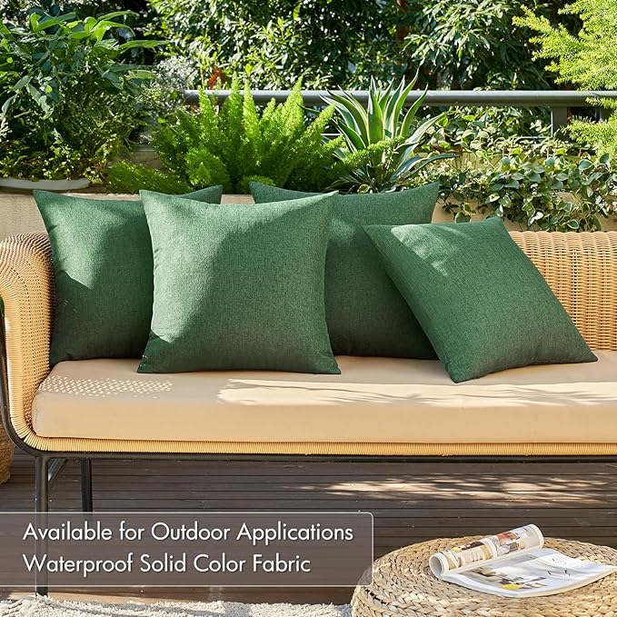 MIULEE Pack of 4 Decorative Solid Waterproof Throw Pillow Covers Linen Garden - Image 3