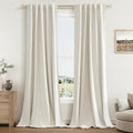 Guken Cream 100% Blackout Linen Curtains 38 Inch Wide by 84 Inch by Guken