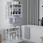 PPN 100% Bamboo Towel Rack Bathroom Storage Shelves Over Toilet Towel Bar