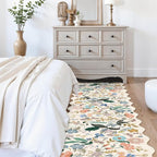 Hallway Floral 2'6x14 Runner Rugs: Washable Scalloped Soft Carpet - Image 4