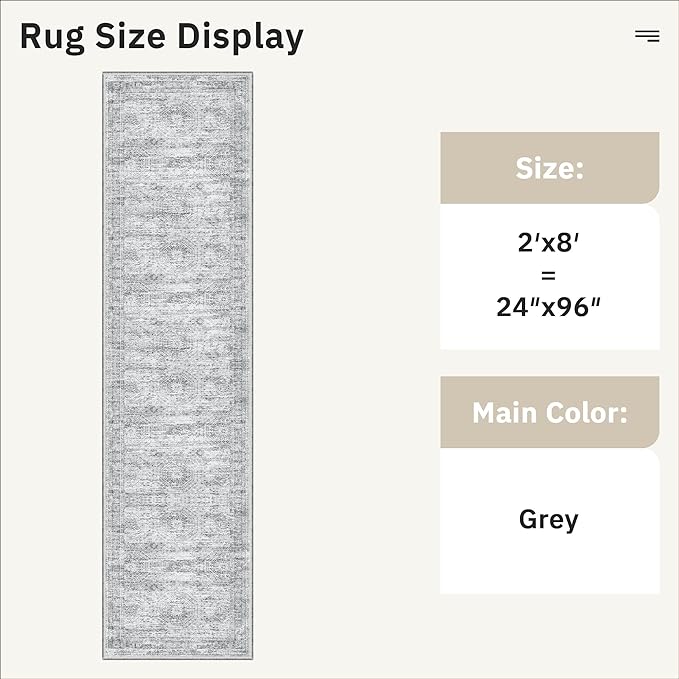 Runner Rug 2'x8' Washable Non-Slip Runner Rugs - Image 5