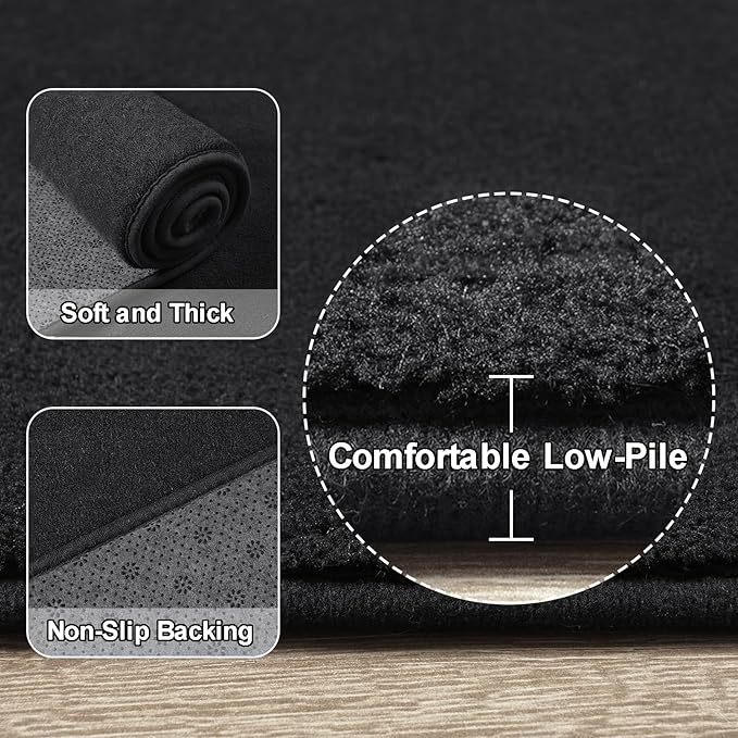 Amearea Black Round Area Rugs 4ft Washable Circle Rugs - Image 3