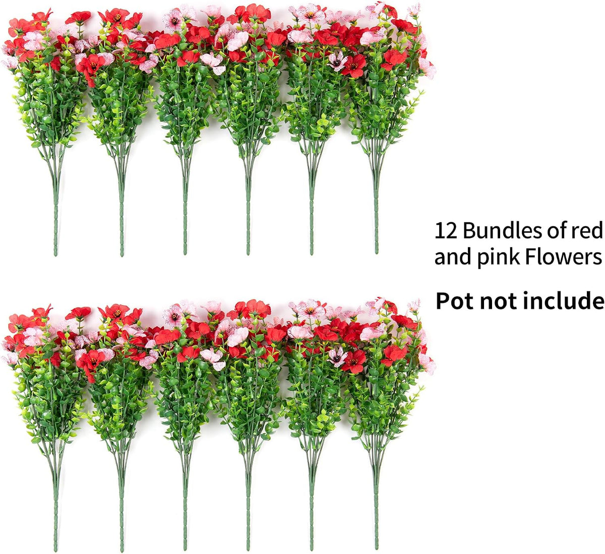 Artificial Fake Flowers Plants for Outdoor Spring Summer Decor 12 Bundles