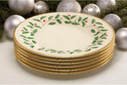 Lenox Holiday Porcelain Christmas Dinner Plate Set for 6