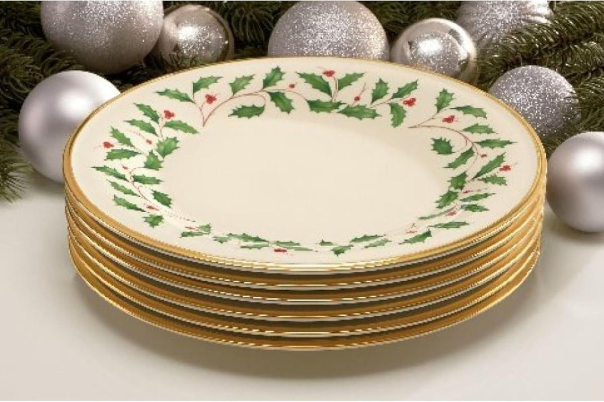 Lenox Holiday Porcelain Christmas Dinner Plate Set for 6