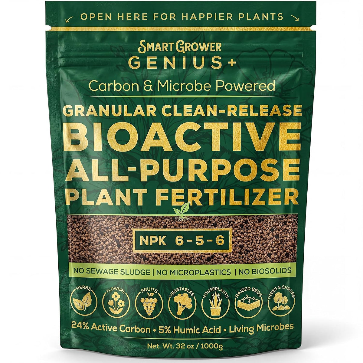 Bioactive Plant Fertilizer Granular Clean-Release, High Carbon Genius+ 1Kg
