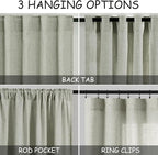 Sage Green Linen Sheer Curtains 54 Inch Length 2 Panel Set Back Tab Rod Pocket - Image 3