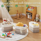 OIASKET Storage Baskets for Organizing, Woven Baskets for Shelves, Rectangle Decorative Organizer for Storage Clothes, Toy, Books, Towels Nursery Bins 3 Pack (Gradient Yellow, 13"x9.85"x8.7")