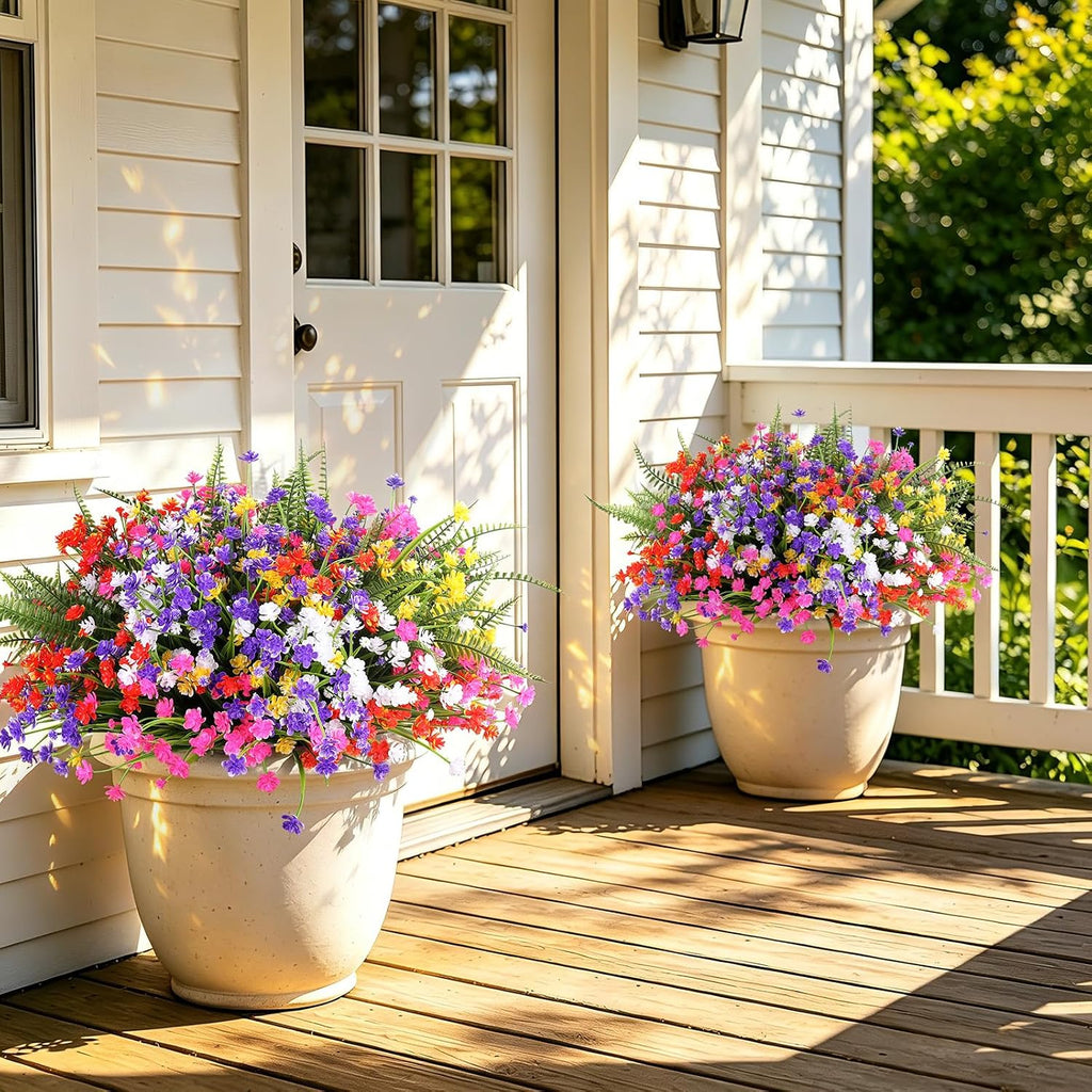 24PCS Artificial Outdoor Flowers, UV Resistant Plastic Flowers
