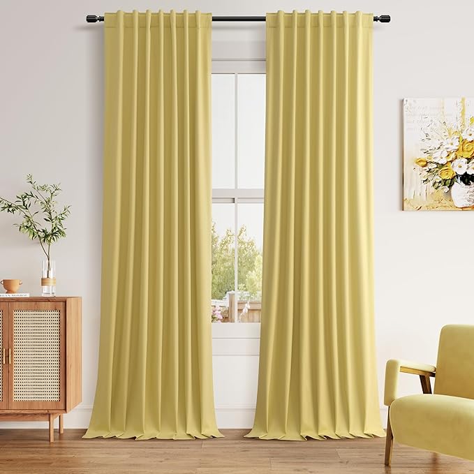 Guken Yellow 100% Blackout Curtains 102 Inch Length 2 Panels Set by Guken