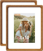 4x6 Picture Frame Set of 2, Solid Wood Frames with Tempered Glass