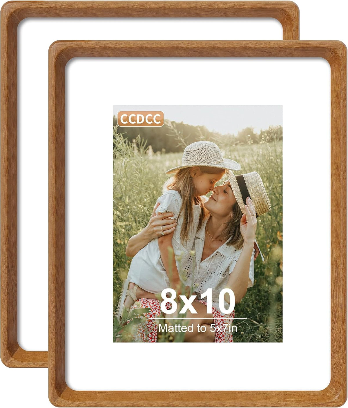 4x6 Picture Frame Set of 2, Solid Wood Frames with Tempered Glass