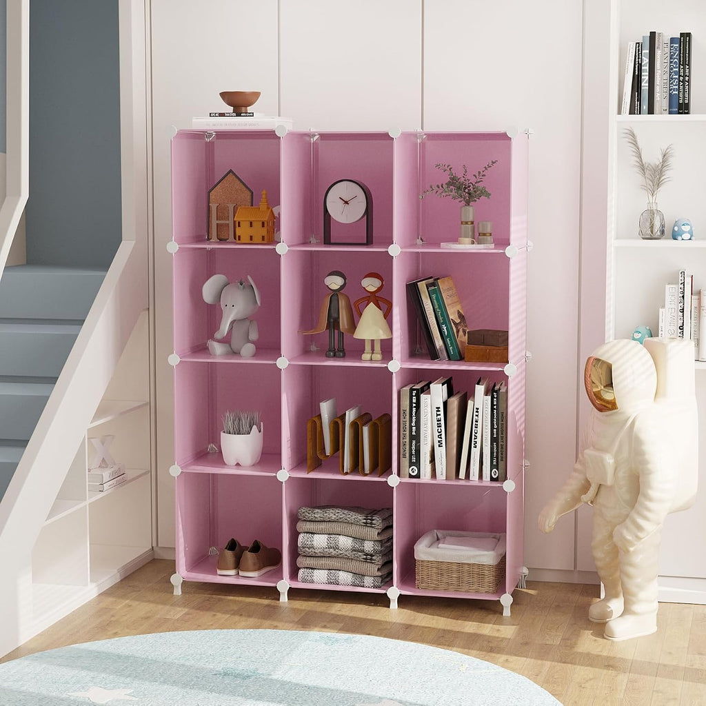 AWTATOS 12 Cube Storage Organizer, Closet Organizers Storage Shelves, Pink