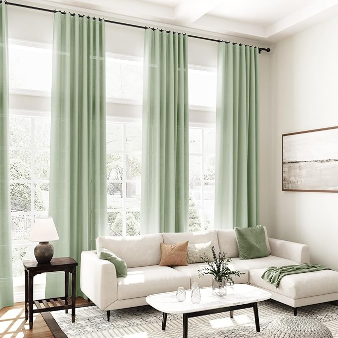 Nanspring Mist Sage Linen Curtains 108 Inches Long - Image 7