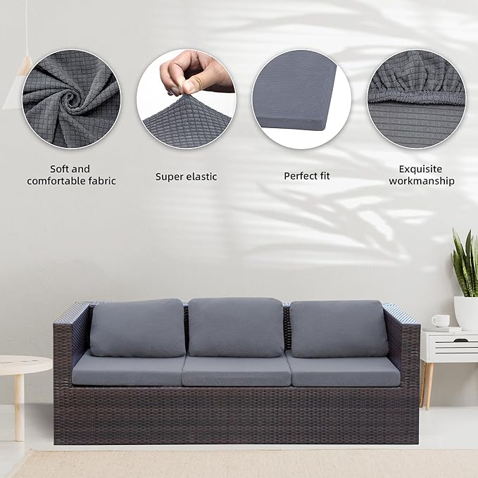 8Pcs Stretch Patio Cushion Covers, Outdoor Couch Covers Replacement, Outdoor - Image 3