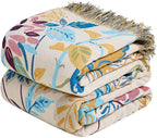 MSGKV Boho Throw Blanket for Bed Cotton 60"x80" Floral Blanket Twin Size Couch by MSGKVHomeTextiles