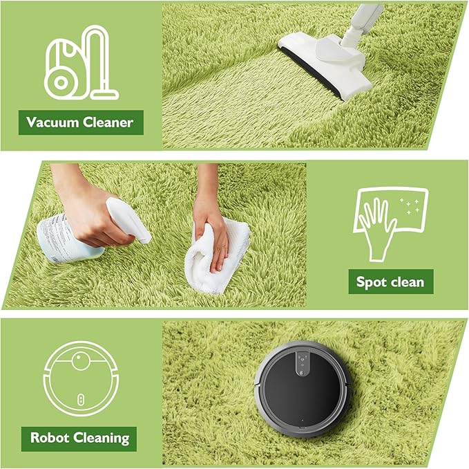 6x9 Fluffy Area Rug for Living Room, Shag Area Rugs for Bedroom, Grass Green - Image 4