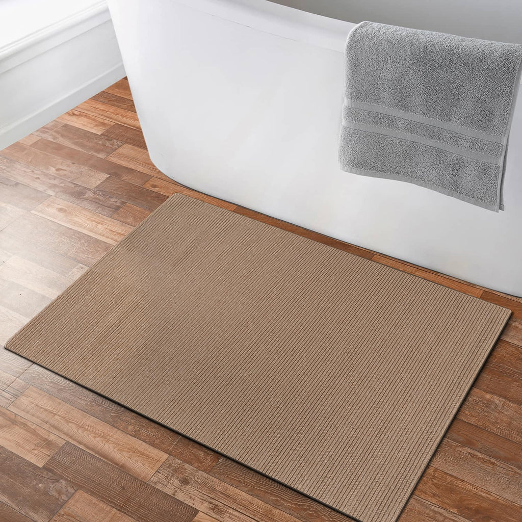 Luul Home Non Slip Beige Solid Rubber Back Thin Door Mat for Entryway 2x3 for Kitchen, Rug for Bathroom, Stain Resistant Easy Cleaning Non Shedding Carpet Beige 2 x 3