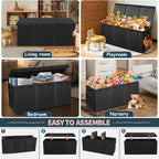 Extra Large Toy Box with Lids, Collapsible Storage Bin, 38"x16"x14",Black