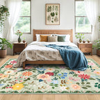 10x14 Area Rugs for Living Room: Floral Washable Rug Vintage Large Soft Boho - Image 3