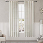 Nanspring Cream Semi Sheer Linen Curtains 72 inch Length by Nanspring
