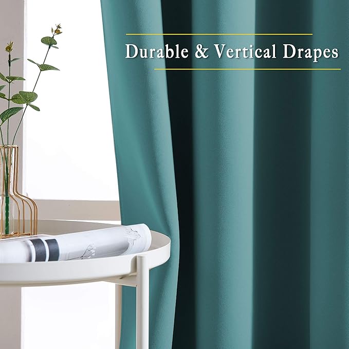 NICETOWN Sea Teal Blackout Doorway Curtains 80 inch Length 2 Panels, Grommet - Image 5