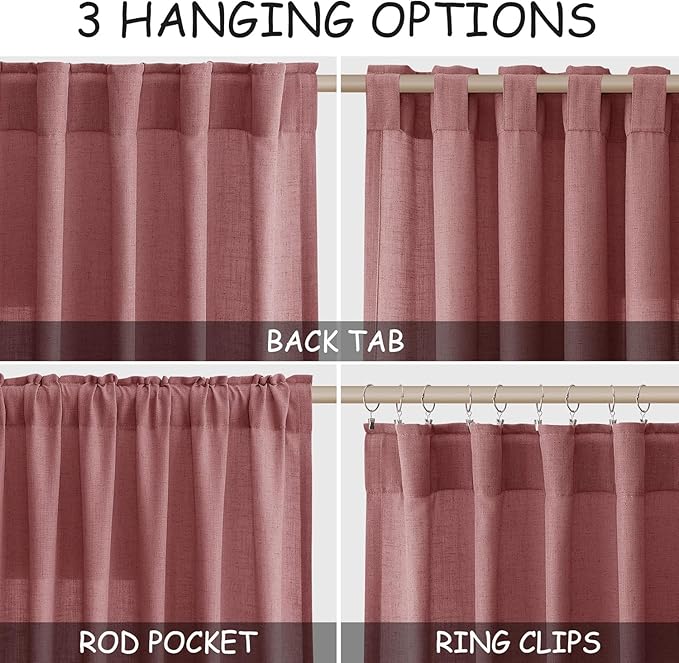 Canyon Rose Linen Curtains 132 Inch Length - Image 2