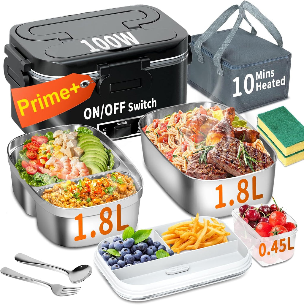 IFENROL Electric Lunch Box for Adults, 100W Heated Lunch Box 1.8L Black
