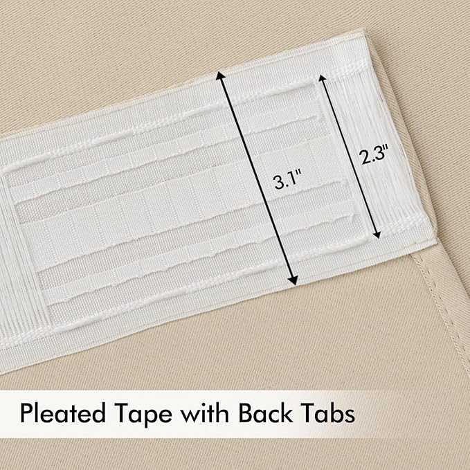 MIULEE Back Tab Cream Beige Curtains 92 Inch Long 2 Panels Set - Image 4