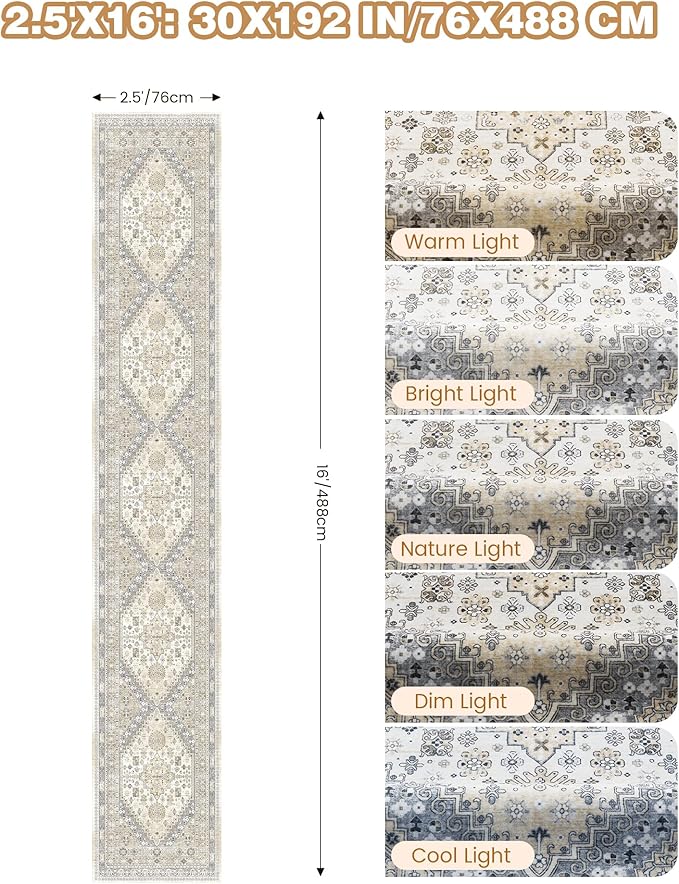 Washable Runner Rug 2.5x16, Non-Slip Long Kitchen Mats - Image 2