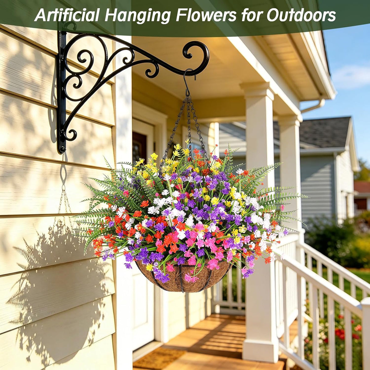 24PCS Artificial Outdoor Flowers, UV Resistant Plastic Flowers