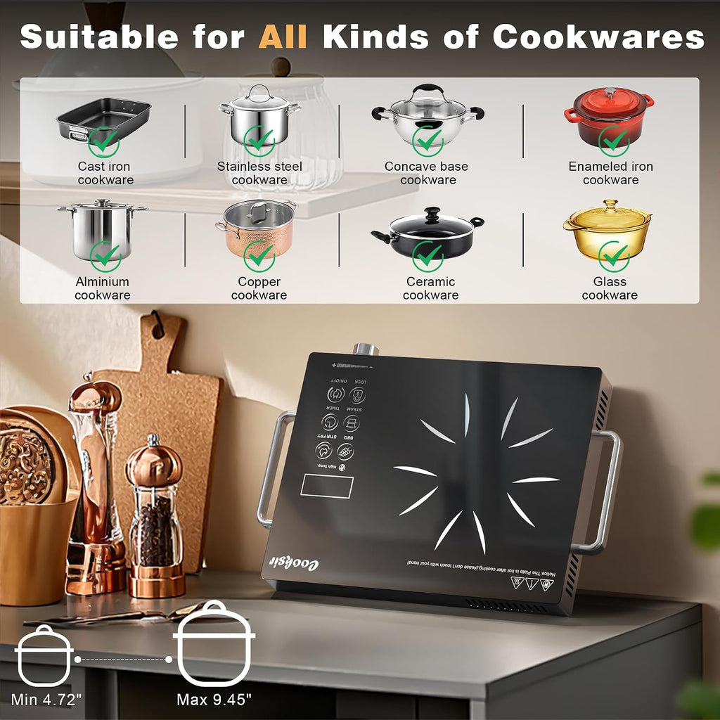 Single Burner Electric Cooktop Countertop Burner 110V 1800W