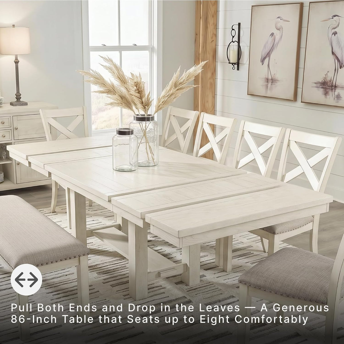 Signature Design by Ashley Farmhouse Extendable Dining Table, Seats 8