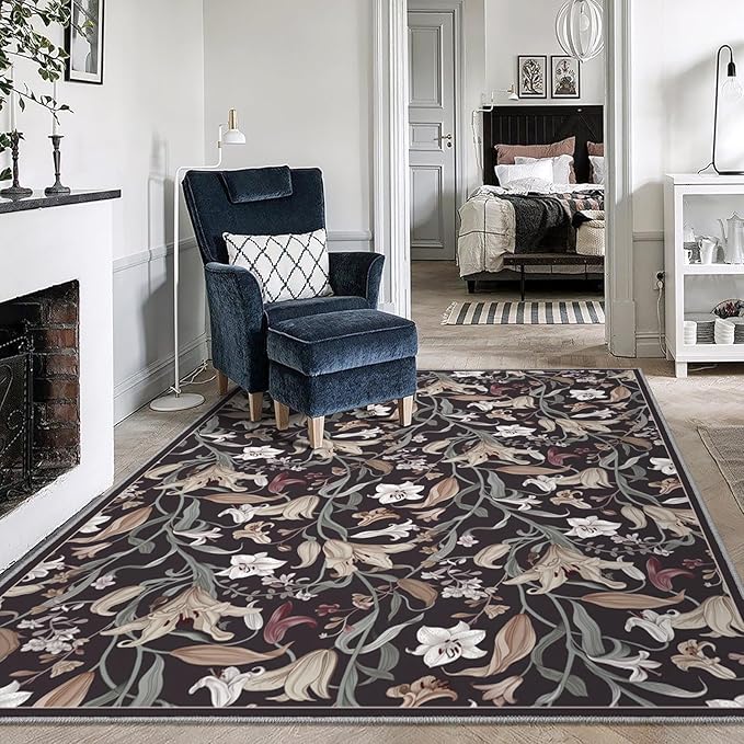 Area Rug 8x10 Vintage Rug Traditional Mat, Non Slip Indoor Boho Area Rug Carpet - Image 2