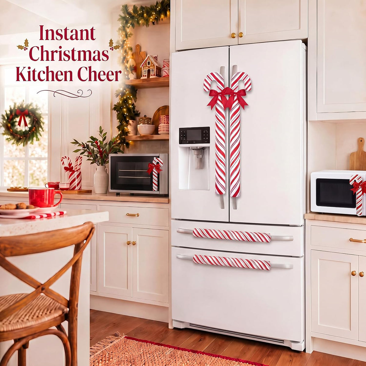 Tingjoo 6 Pcs Christmas Candy Cane Refrigerator Handle Covers Cabinet