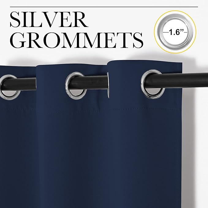 NICETOWN Navy Blackout Curtains 102" Long - Image 3