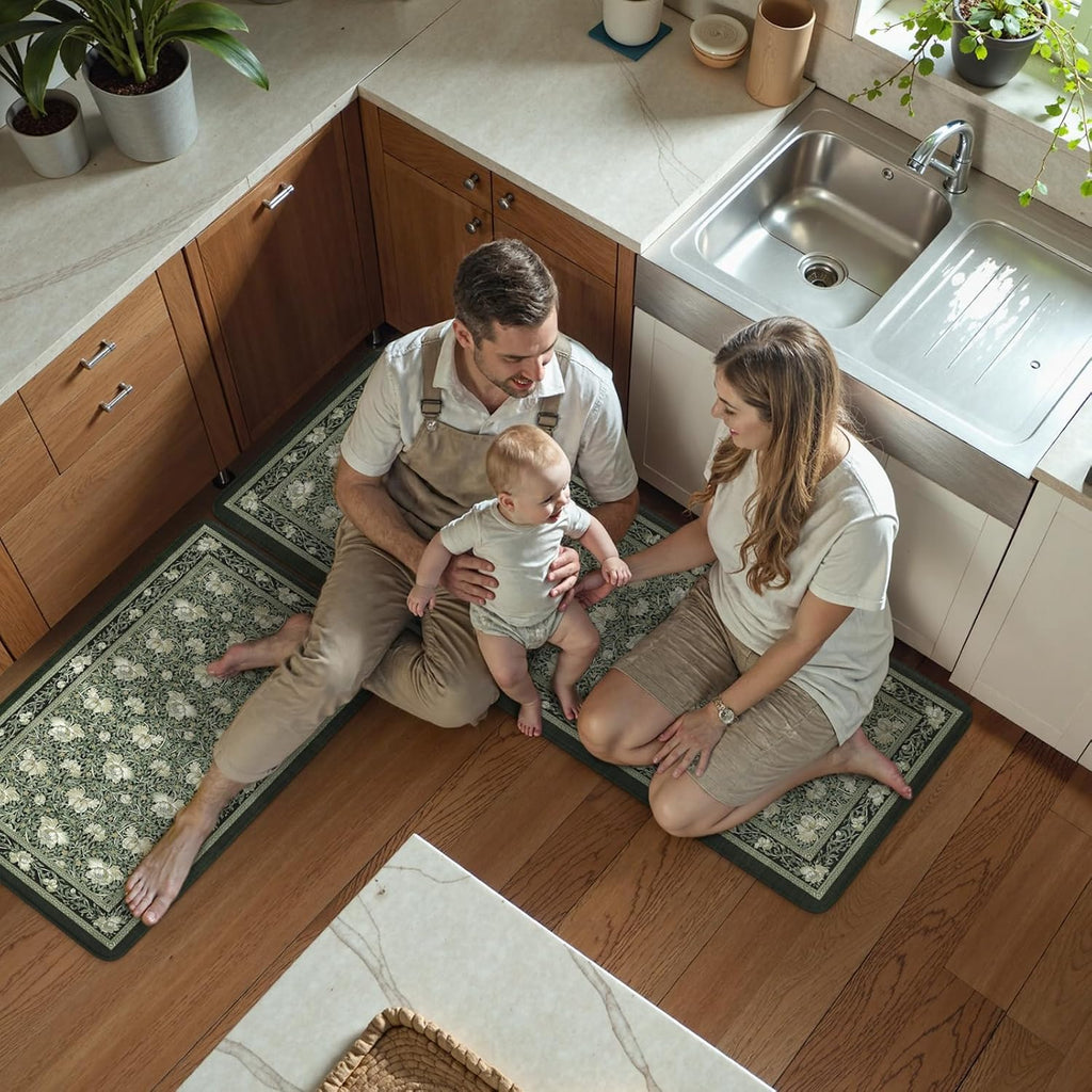 KIMODE Kitchen Mats for Floor Cushioned Anti Fatigue 2-Piece Comfort Mat